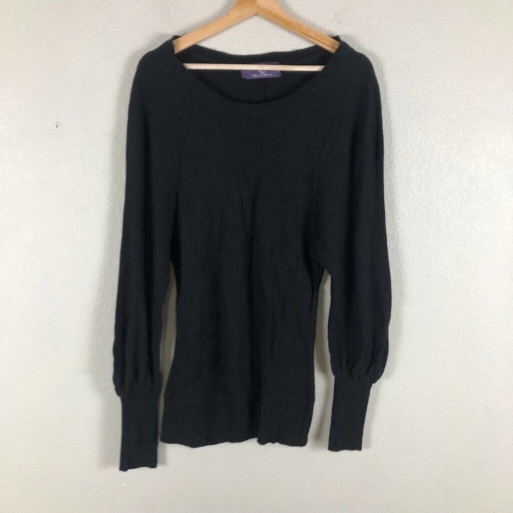 Zara Sweater Women Small Black Crew‎ Neck Raglan Sleeve Staple Classic Layering